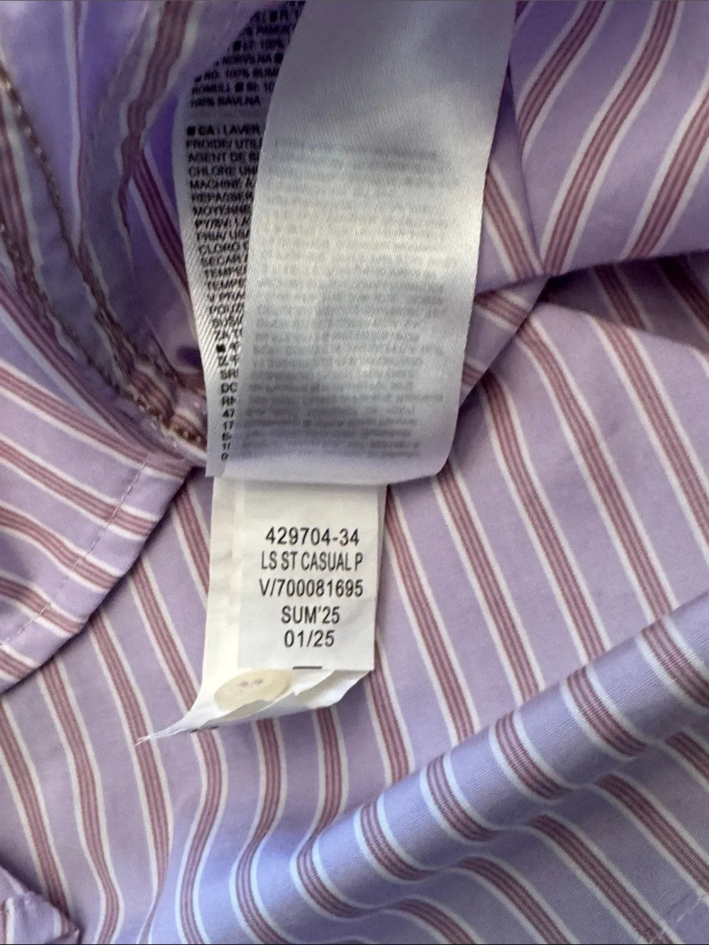 Banana Republic Lavender and White Striped Casual Shirt - Medium